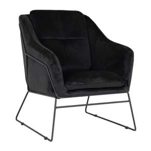 Klux Velvet Armchair With Metal Frame In Black