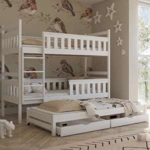 Kodak Bunk Bed And Trundle In White With Foam Mattresses