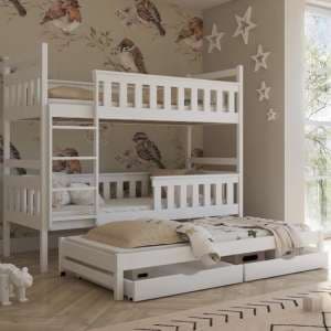 Kodak Wooden Bunk Bed And Trundle In White - UK