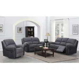 Koeia 3 Seater Sofa And 2 Armchairs Suite In Grey Fusion