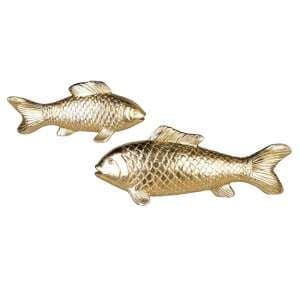 Koi Fish Poly Set Of 2 Design Sculpture In Antique Champagne