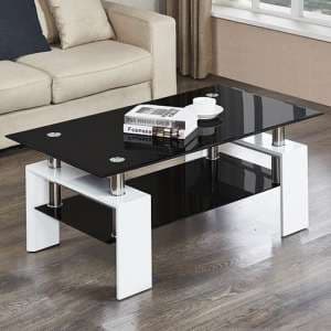 Kontrast Black Glass Coffee Table With White High Gloss Legs
