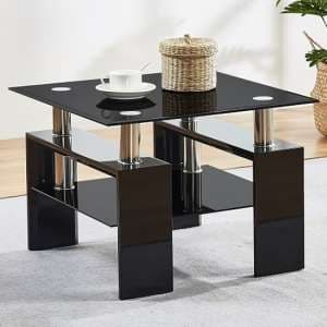Kontrast Black Glass Side Table With Black High Gloss Legs