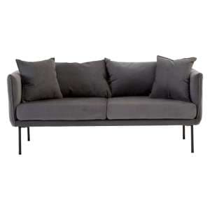 Koper Fabric 2 Seater Sofa In Plush Grey With Black Legs - UK