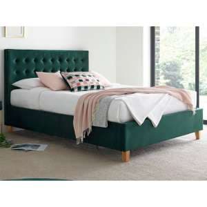 Kotor Velvet Ottoman Double Bed In Green - UK