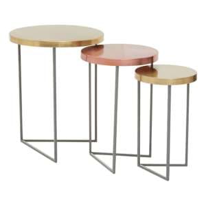 Koura Metal Nest Of 3 Tables In Gold And Grey - UK