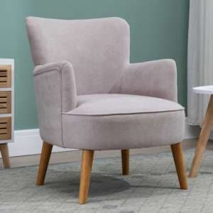 Krabi Fabric Bedroom Chair In Pearl Grey With Solid Wood Legs - UK