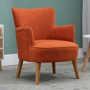 Krabi Fabric Bedroom Chair In Sunburst Orange With Wood Legs - UK