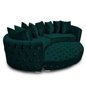 Krakow Malta Plush Velour Fabric Curved Sofa In Emerald