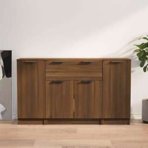 Krefeld Wooden Sideboard With 4 Doors 1 Drawer In Brown Oak - UK