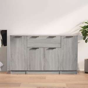 Krefeld Wooden Sideboard With 4 Doors 1 Drawer In Grey Sonoma Oak - UK