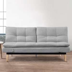 Krevia Faric Sofa Bed In Light Stone Grey With Wooden Legs