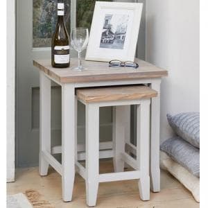 Krista Contemporary Wooden Nest Of 2 Tables In Grey