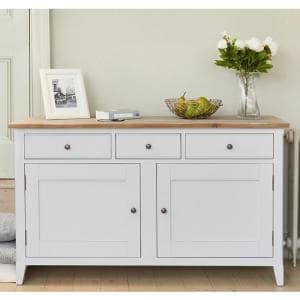 Krista Wooden Sideboard In Grey With 2 Doors And 3 Drawers