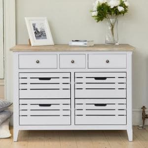Krista Wooden Compact Sideboard In Grey With 7 Drawers