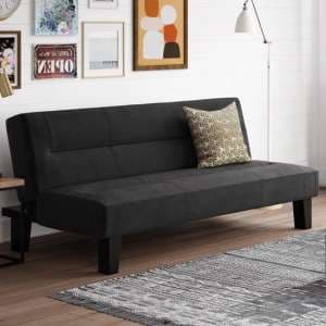 Kubota Velvet Sofa Bed With Wooden Legs In Black - UK