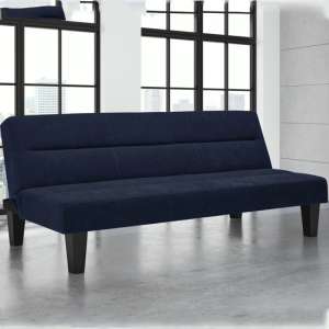 Kubota Velvet Sofa Bed With Wooden Legs In Blue - UK