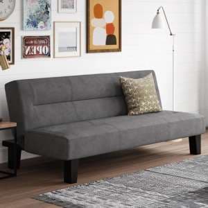 Kubota Velvet Sofa Bed With Wooden Legs In Grey - UK