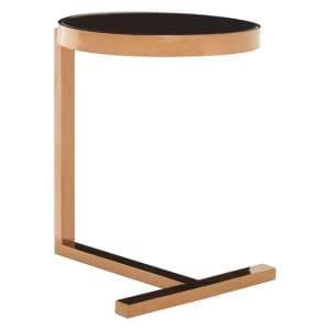 Kurhah Black Glass Side Table With Rose Gold T-Shaped Base - UK