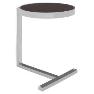Kurhah Black Glass Side Table With Silver T-Shaped Base - UK