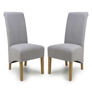 Kyoto Light Grey Weave Fabric Dining Chairs In Pair - UK