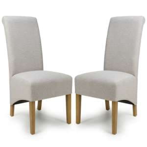 Kyoto Natural Weave Fabric Dining Chairs In Pair - UK