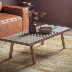 Kyron Rectangular Wooden Coffee Table In Natural - UK