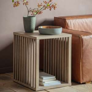 Kyron Square Wooden Side Table In Natural - UK