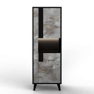 Laax Display Cabinet Left Hand In Matt Black Oxide With LED - UK