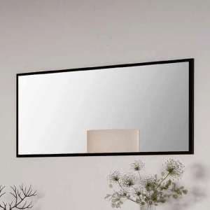Laax Wall Mirror Rectangular In Matt Black Wooden Frame - UK