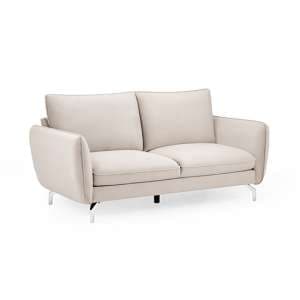 Lacey Fabric 2 Seater Sofa In Beige With Chrome Metal Legs - UK