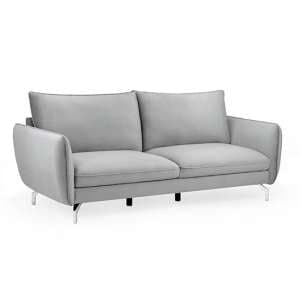 Lacey Fabric 3 Seater Sofa In Grey With Chrome Metal Legs - UK
