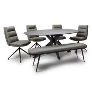 Lacole Dining Table With 4 Nobo Truffle Chairs And Aara Bench - UK