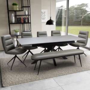 Lacole Extending Dining Table With 6 Nobo Chairs 1 Aara Bench - UK