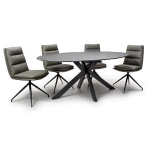 Lacole Grey Dining Table Oval With 6 Nobo Truffle Chairs - UK