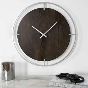 Laconia Round Wooden Wall Clock In Silver - UK