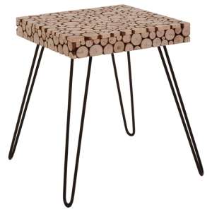 Laconia Square Wooden Side Table With Hairpin Legs In Natural - UK