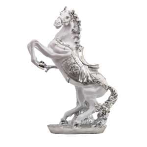 Lacretia Metal Horse Sculpture In White And Silver
