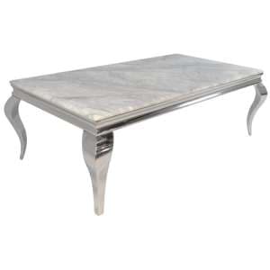 Lael Marble Dining Table In Grey With Chrome Metal Base