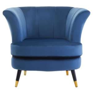 Lagos Velvet Scalloped Armchair In Midnight Blue - UK