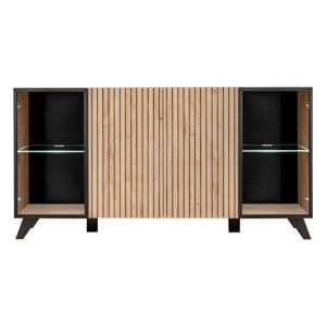 Lagos Wooden Sideboard With 4 Doors In Hickory Oak And LED - UK