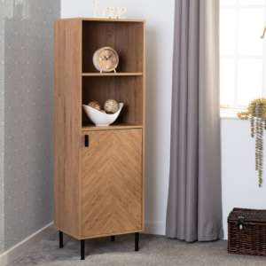 Lagos Wooden Storage Cabinet 1 Door 2 Shelves In Medium Oak - UK