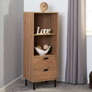 Lagos Wooden Storage Cabinet 2 Drawers 2 Shelves In Medium Oak - UK
