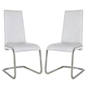 Lahania Light Grey Faux Leather Dining Chairs In Pair