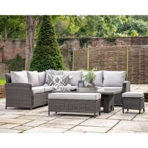 Laie Sofa Set With Rectangular Rising Dining Table In Grey - UK