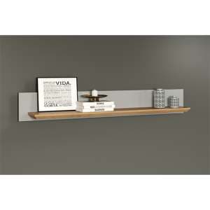 Lajos Wooden Wall Shelf In Light Grey And Artisan Oak - UK