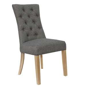 Lakeside Fabric Buttoned Curved Dining Chair In Dark Grey - UK