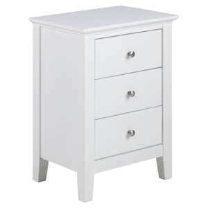 Lakewood Wooden Bedside Cabinet With 3 Drawers In White - UK
