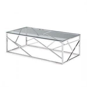 Keele Glass Coffee Table With Polished Stainless Steel Frame