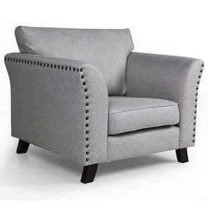 Lamya Fabric 1 Seater Sofa With Wooden Legs In Grey - UK